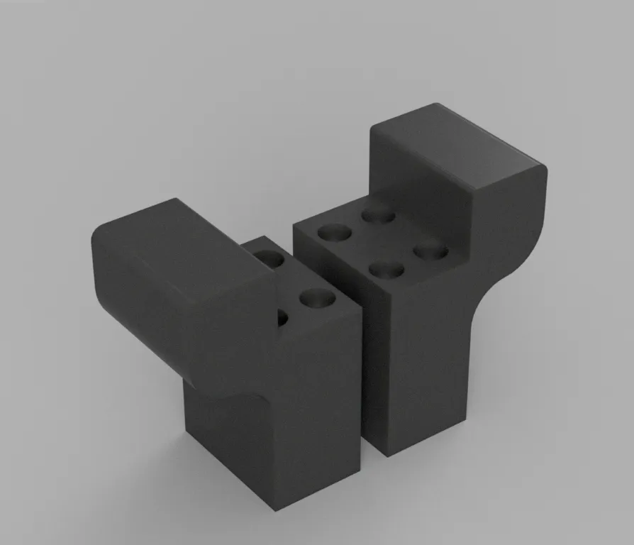 CAD render of two gripper components designed for the VisionPick capstone.